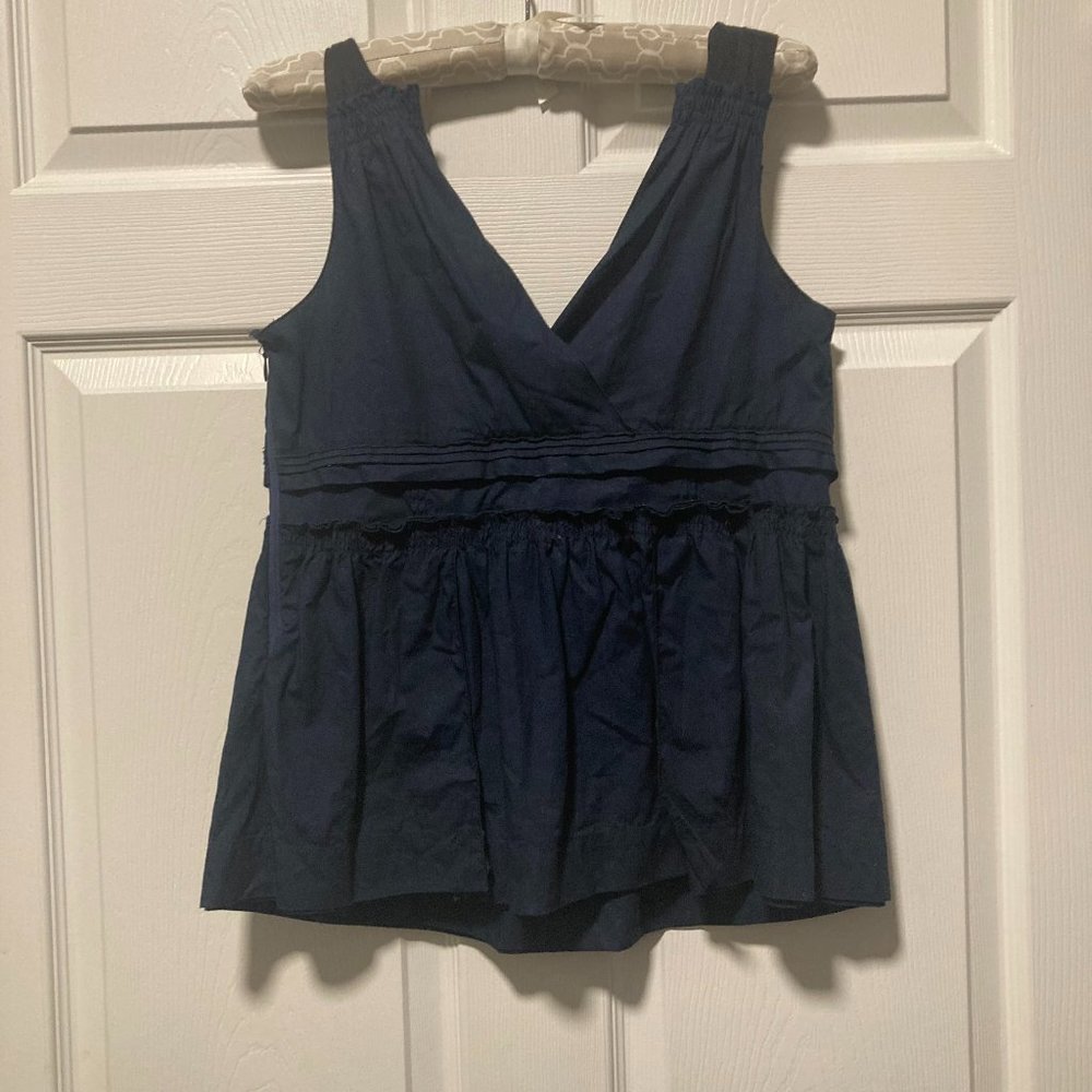 Navy Miu Miu Vintage Sleeveless Peplum Top